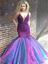 V Neck Rhinestone Mermaid Tulle Prom Dress LBQ3531
